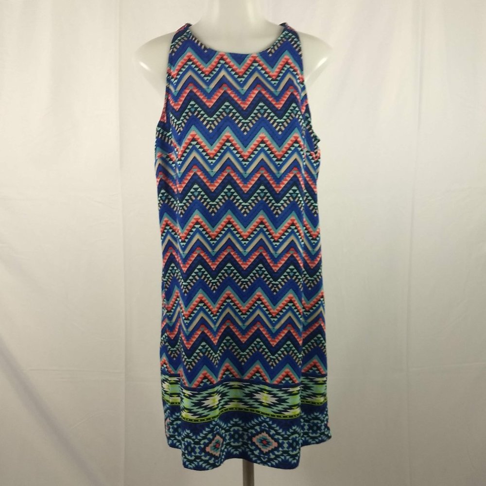 A. Byer Med Dress Multi-Colored Sheath Sleeveless